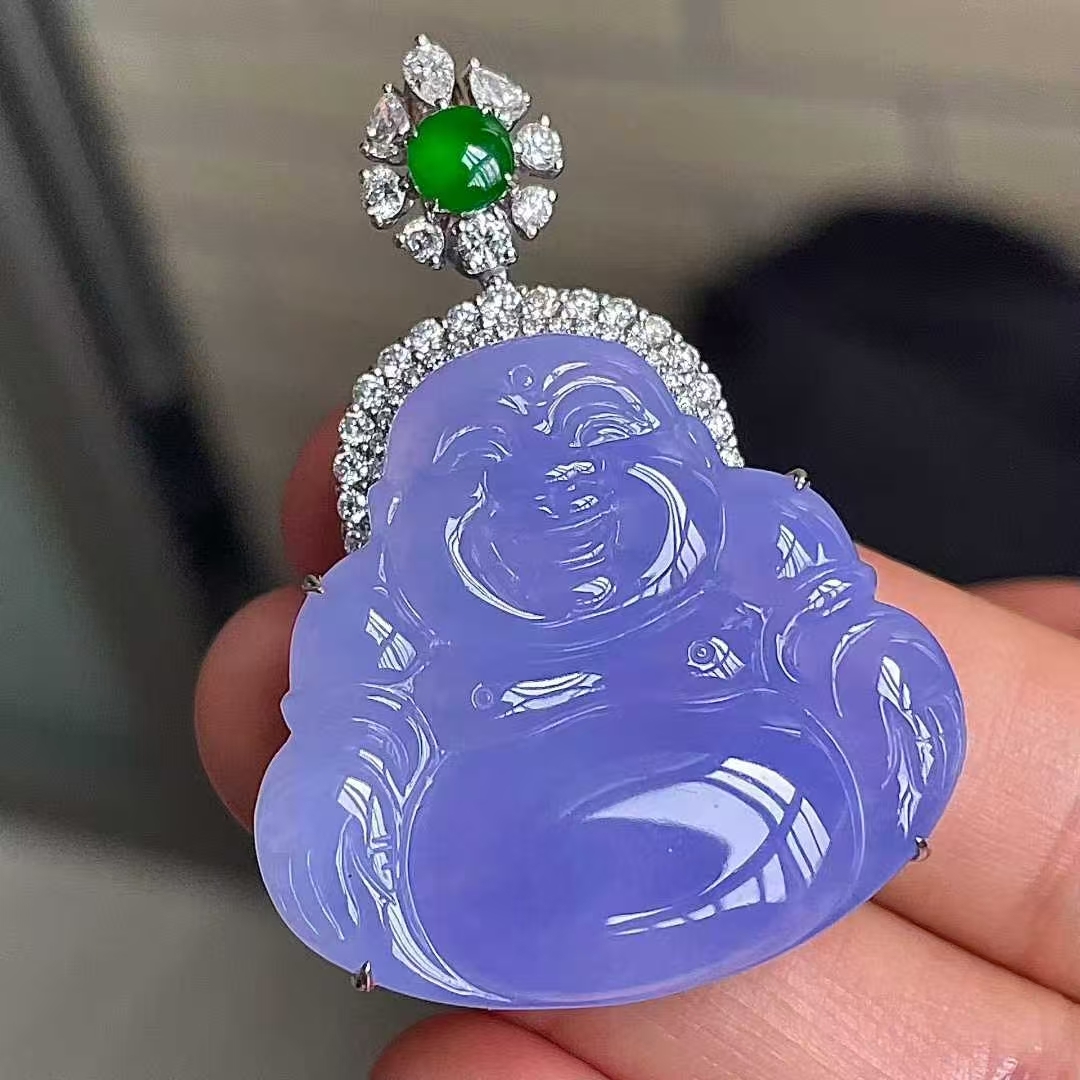 翡翠冰紫羅蘭佛公吊墜,天然翡翠A玉, 緬甸玉, Jade, Jadeite