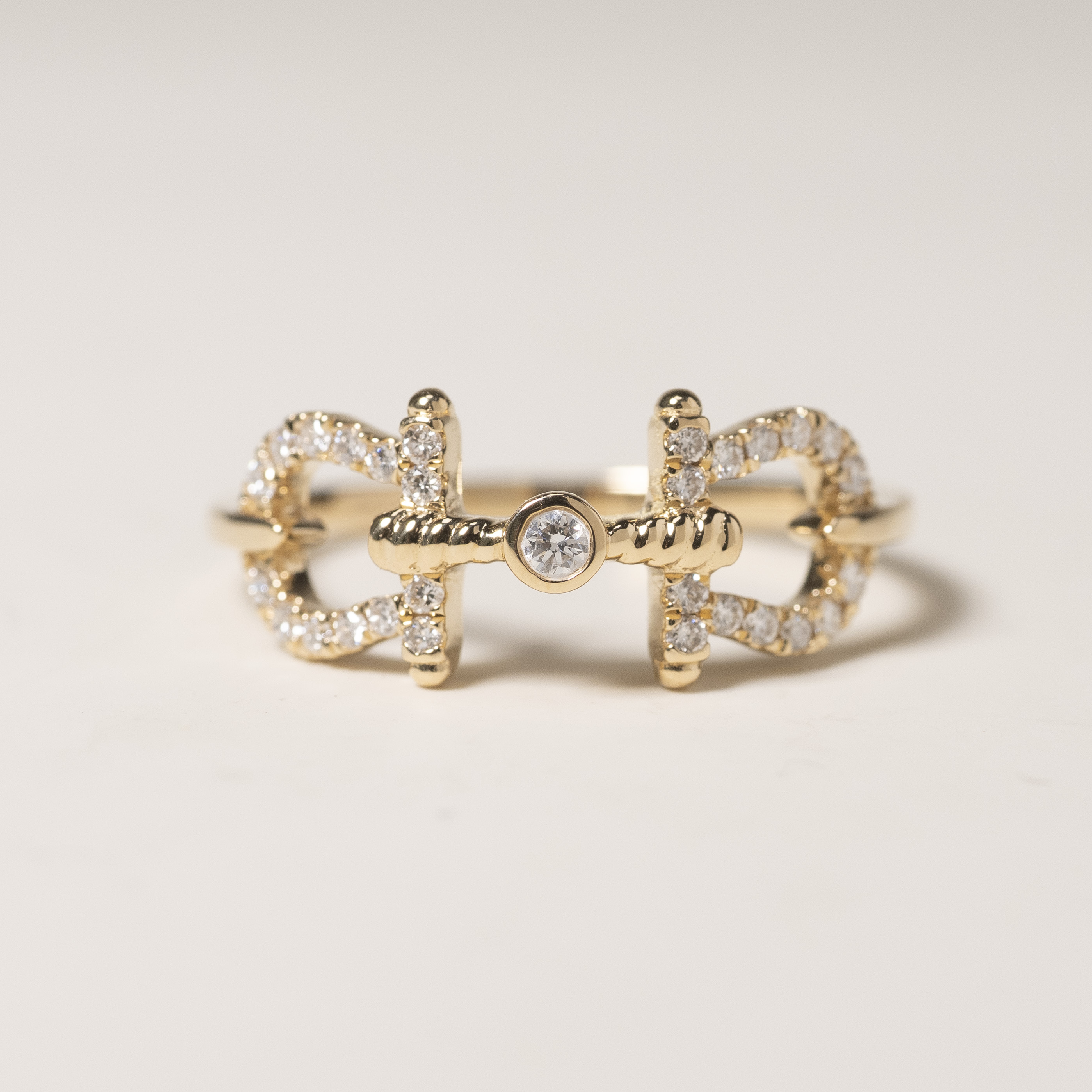 18K 0.19ct Double Saddle Diamond Ring