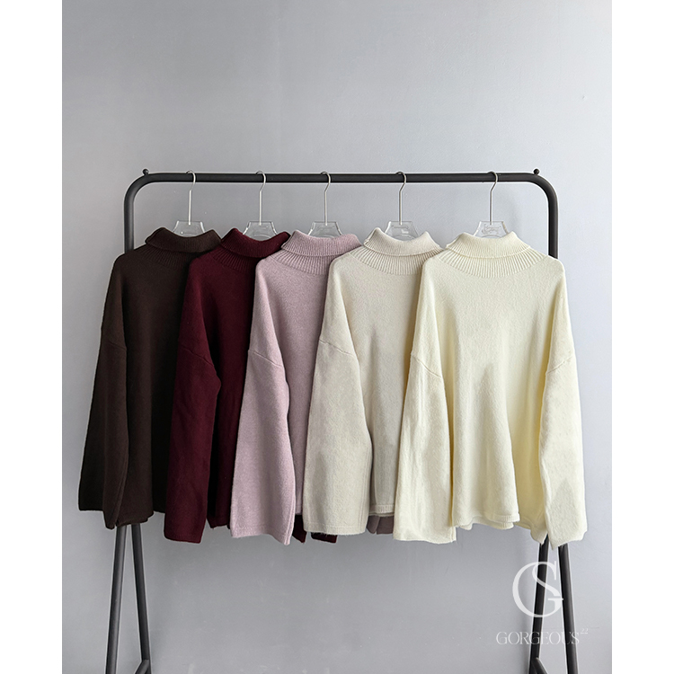 G3185 「訂製'高領寬袖長版毛衣」