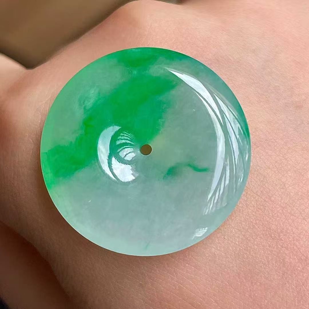 1225554 翡翠冰陽綠平安扣 (27.5mm直徑)