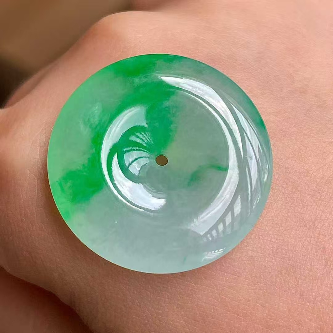 翡翠冰陽綠平安扣 (27.5mm直徑),天然翡翠A玉, 緬甸玉, Jade, Jadeite