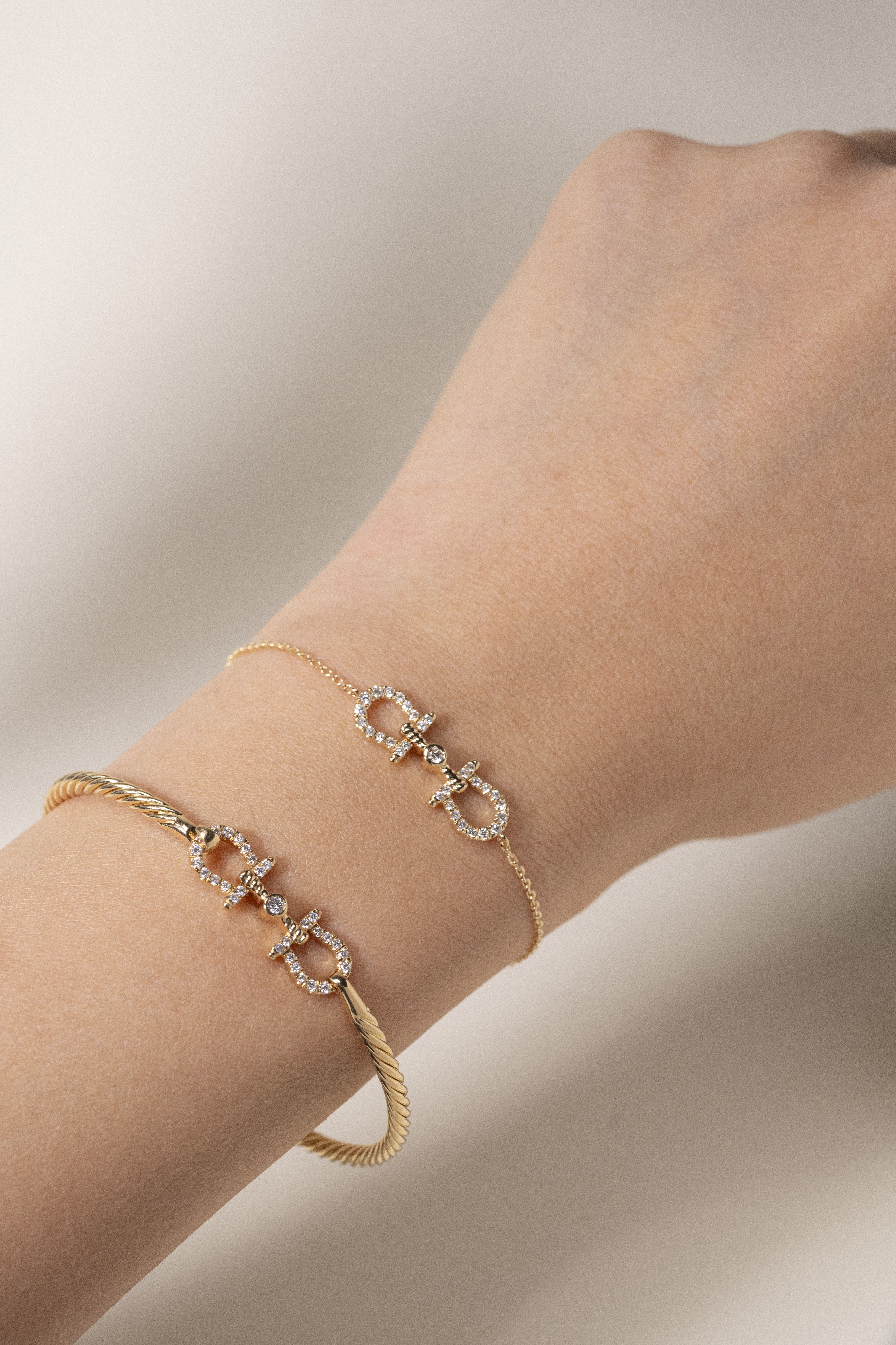 18K Double Saddle Diamond String Bracelet / Bracelet