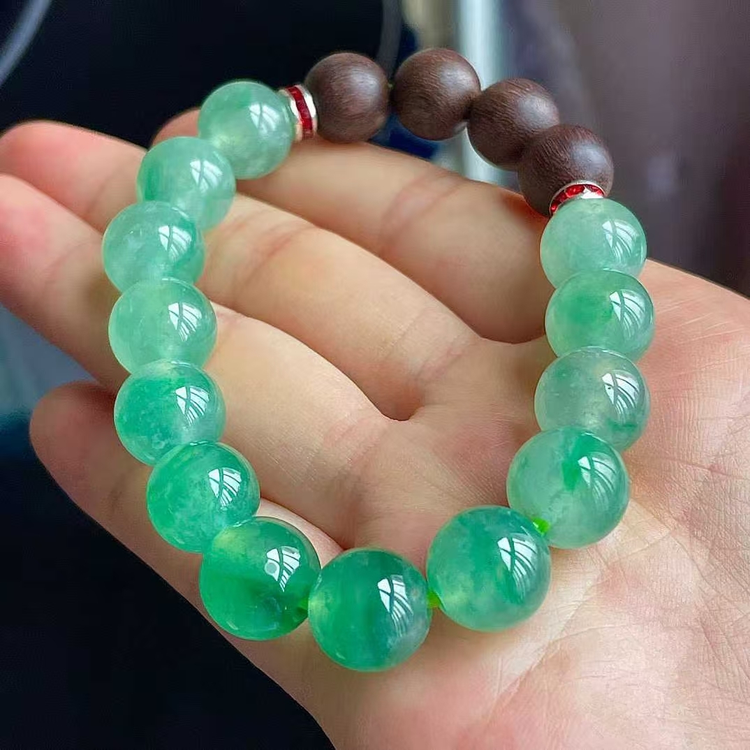 翡翠冰陽綠手串 (10.6mm直徑),天然翡翠A玉, 緬甸玉, Jade, Jadeite