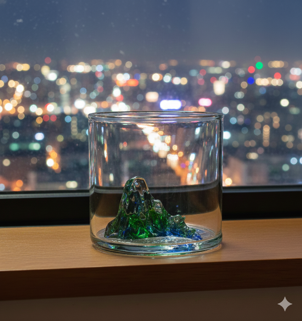 【愛台灣】原創手工吹製 玉山杯/威士忌杯/茶杯/冰山杯/日出 附杯墊/青山綠水