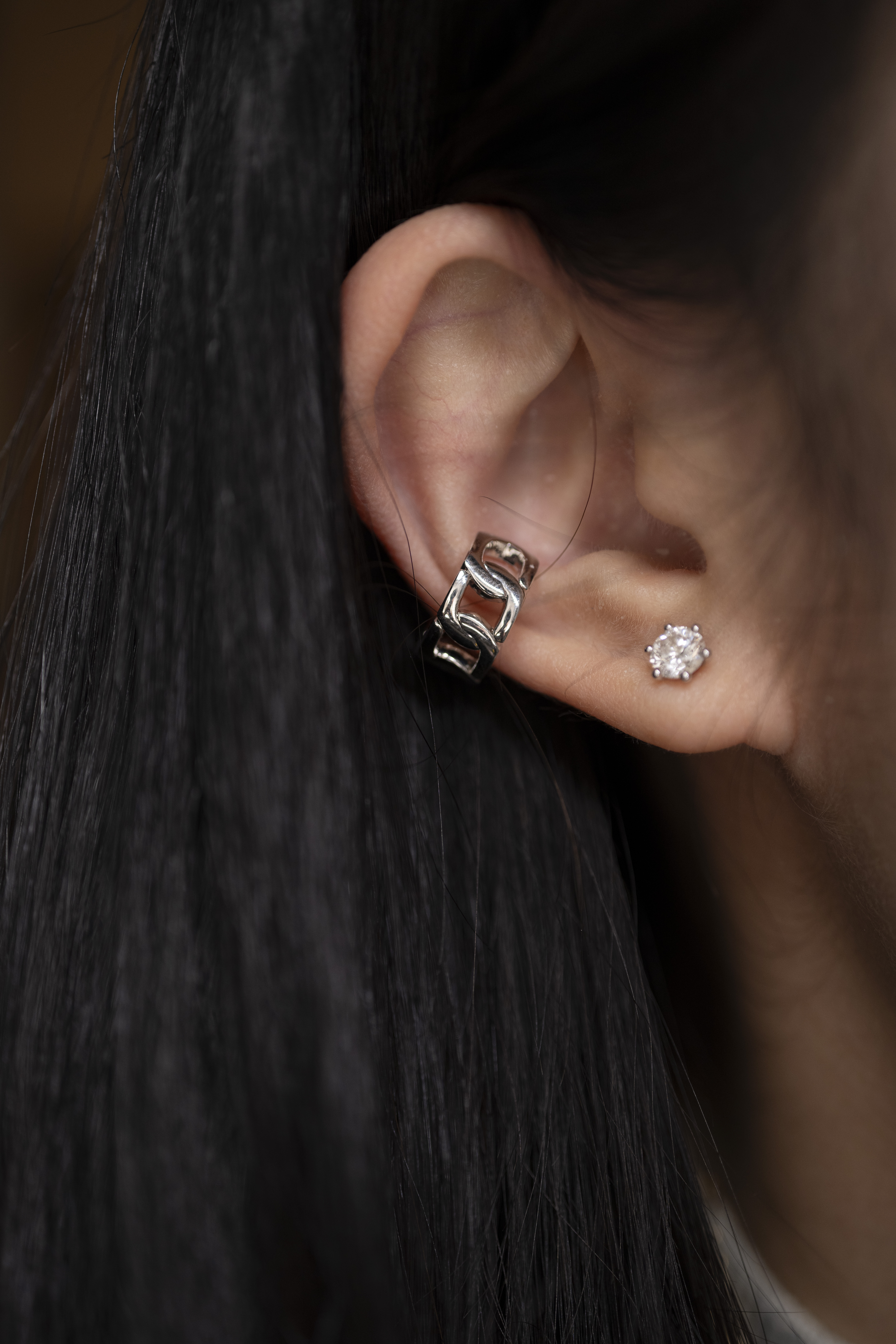 18K Edge Diamond Earring Cuff