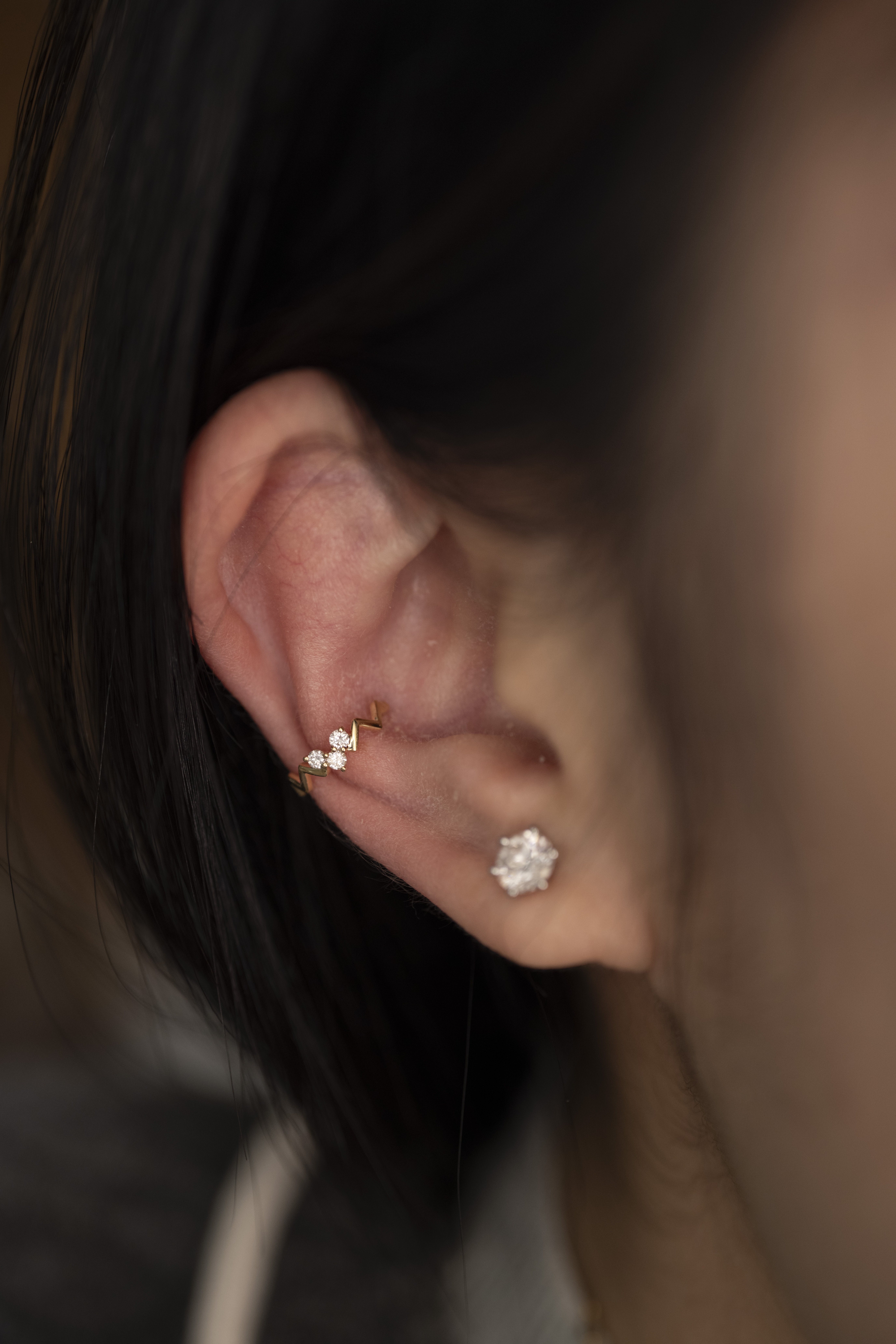 18K Heart Diamond Earring Cuff