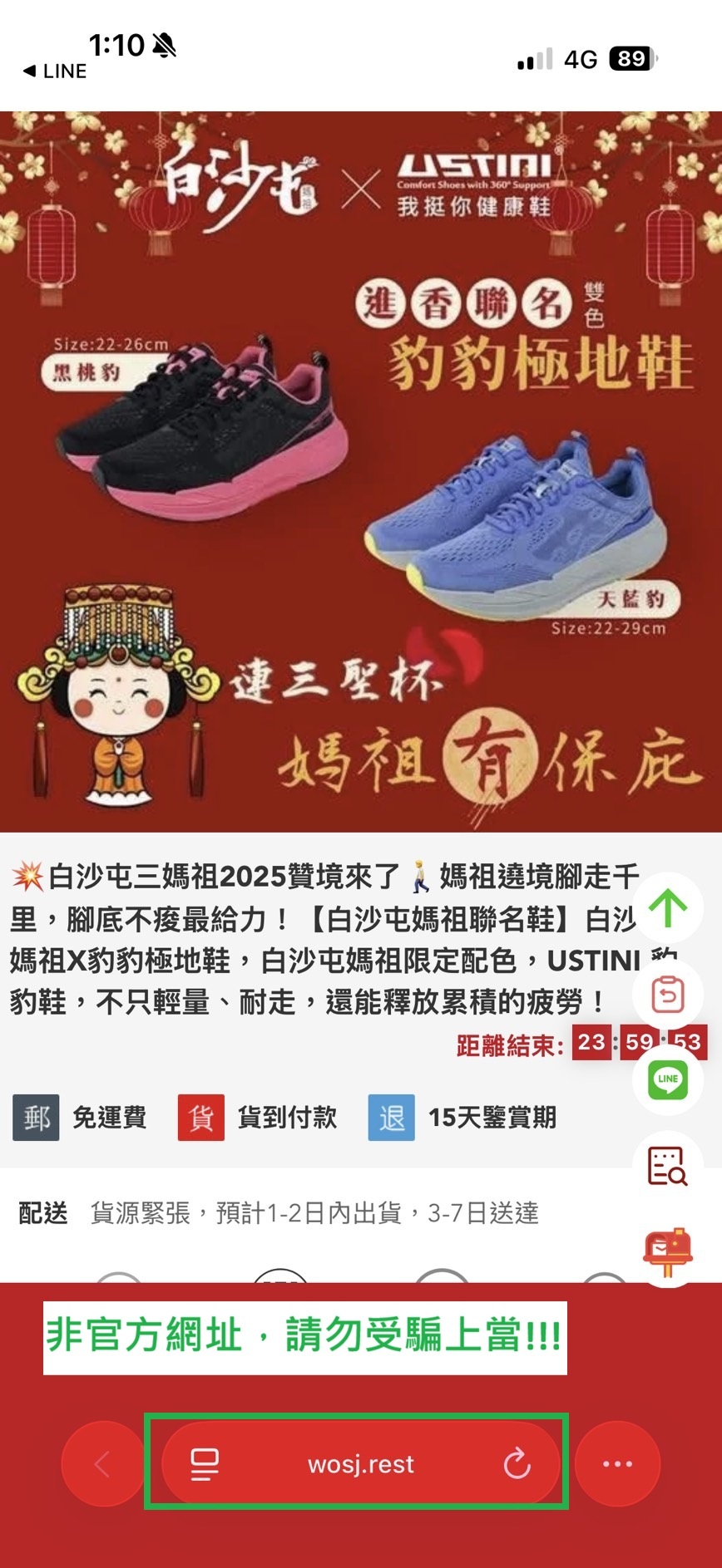 詐騙網站頁範例