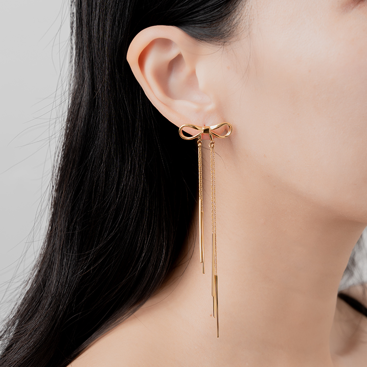 miramira純映｜蝴蝶結線條耳環D7067-金88399