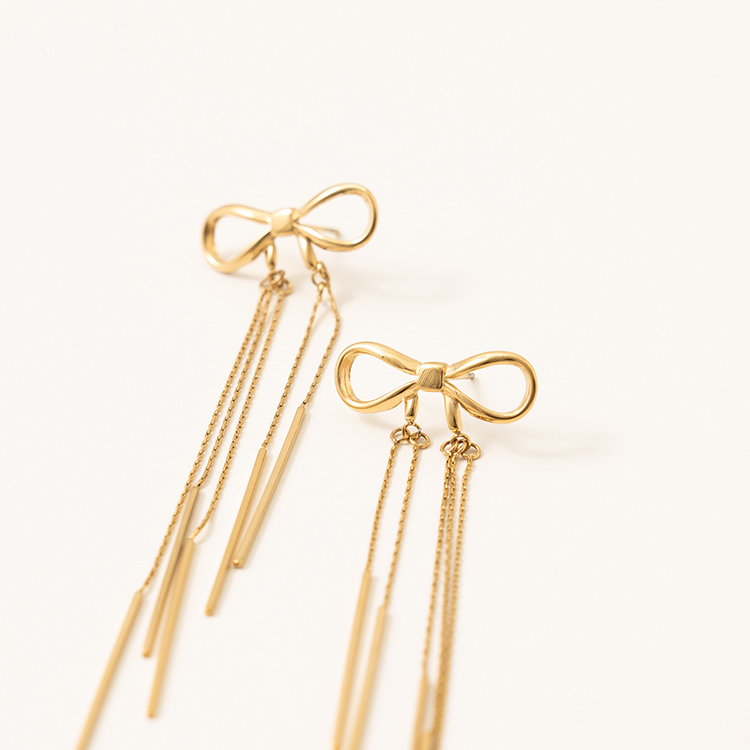 miramira純映｜蝴蝶結線條耳環D7067-金88399