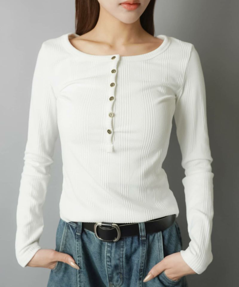 日本預訂 WINTER SALE SS Henley neck long sleeve to