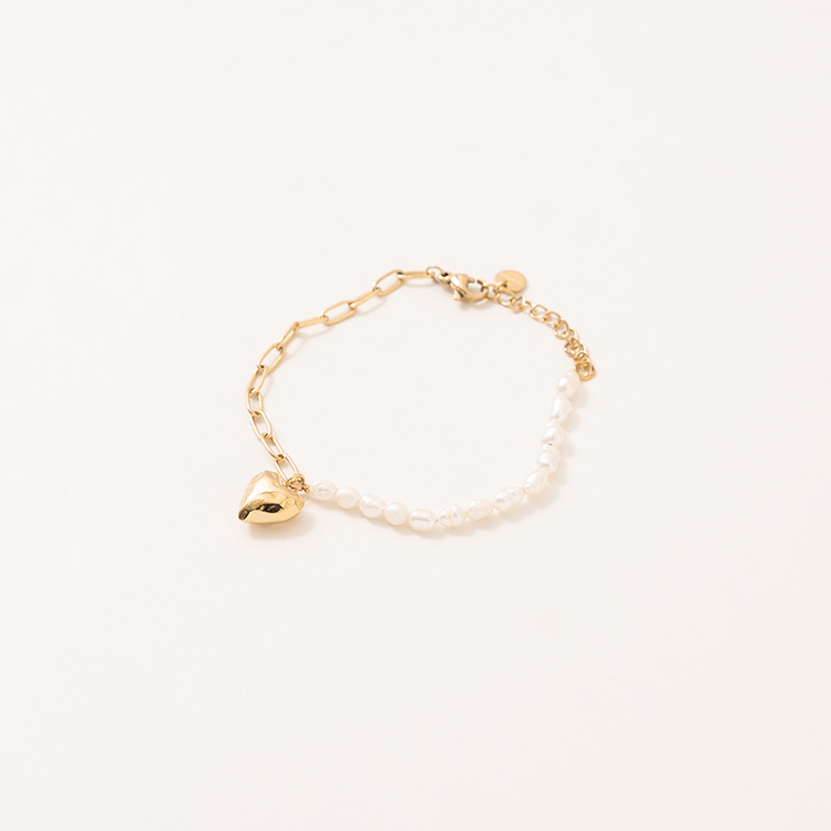 miramira珠光｜單層珠珠愛心墜手鍊C0261-金97227