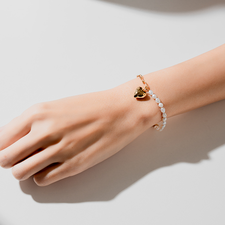 miramira珠光｜單層珠珠愛心墜手鍊C0261-金97227