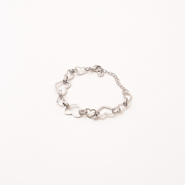 miramira心語｜單層鏤空愛心扣環手鍊C0469-銀40799