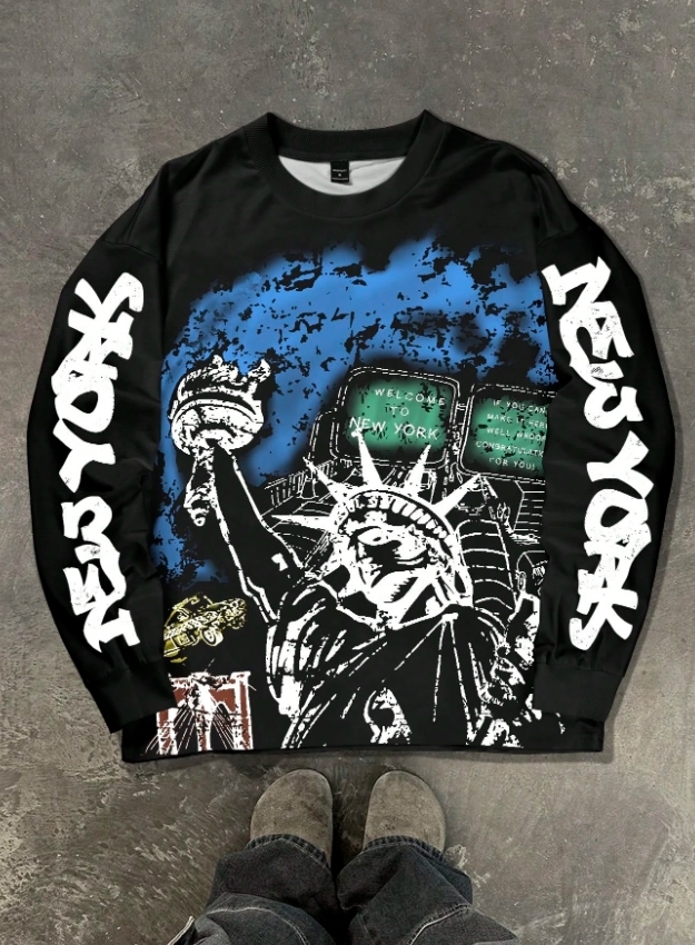 KADMAX大尺碼 - 男士美式自由女神潮流圓領大學TEE〈KSMS2730〉