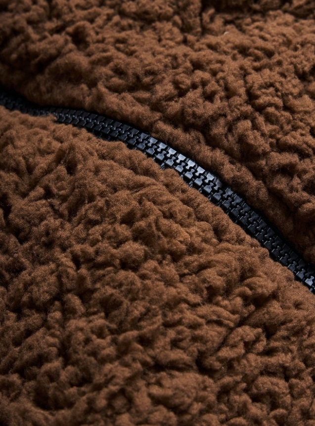 KADMAX大尺碼-男士棕色毛絨休閒外套〈KSMS2731〉