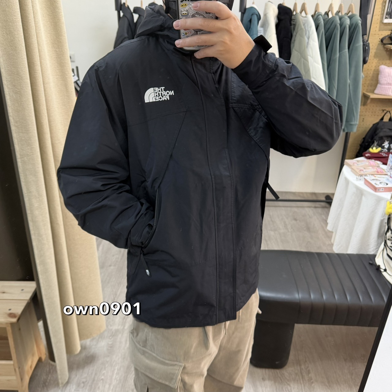 【OWN】The North Face 防風 防潑水 衝鋒外套 連帽外套 不分男女 黑色 黑標 經典款