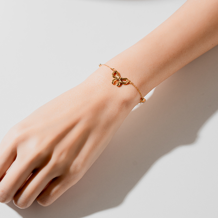 miramira純映｜單層蝴蝶結墜手鍊C0962-金66755