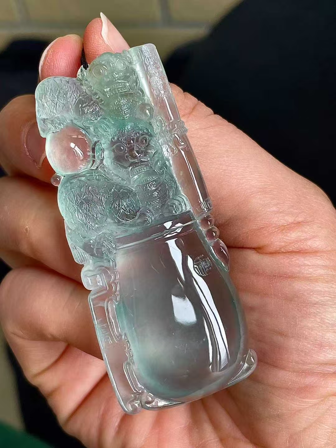 1225559 翡翠玻璃種天空藍事事平安吊墜