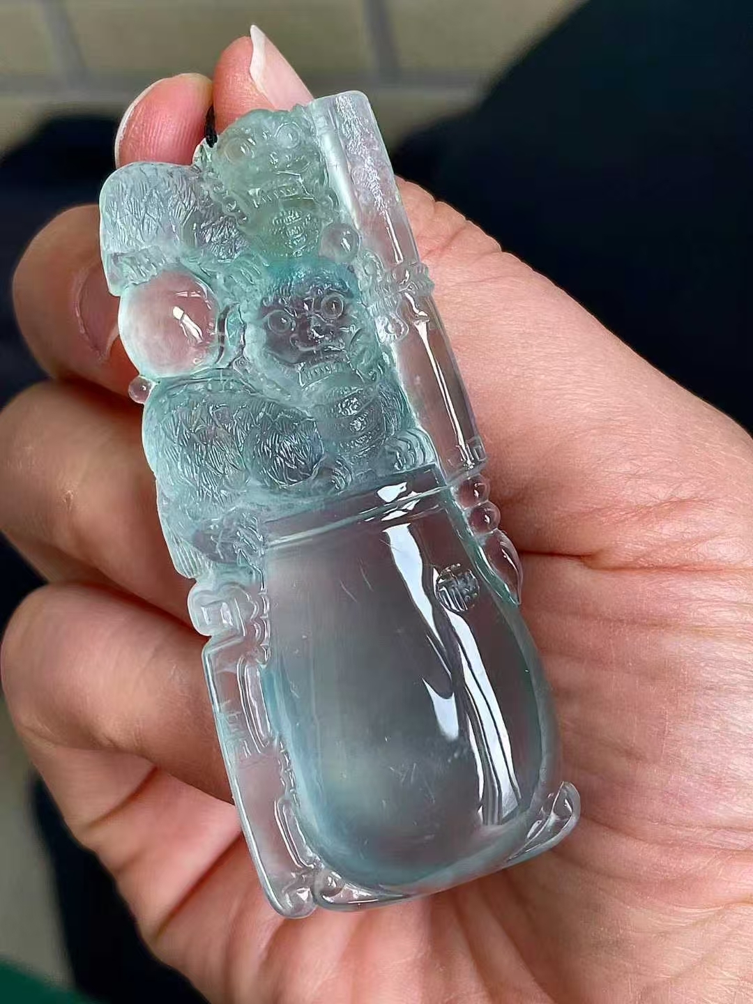 翡翠玻璃種天空藍事事平安吊墜,天然翡翠A玉, 緬甸玉, Jade, Jadeite