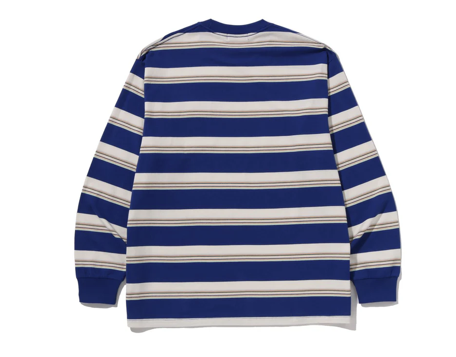 【BAPE男生】0103 發售 寬版薄長口袋TEE STRIPE ONE POINT RELAXED FIT POCKET LS TEE