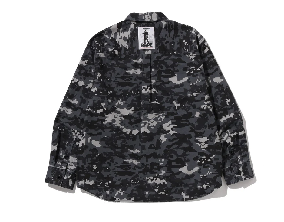 【BAPE男生】0103 發售 寬版 MULTI PIXEL CAMO MILITARY SHIRT