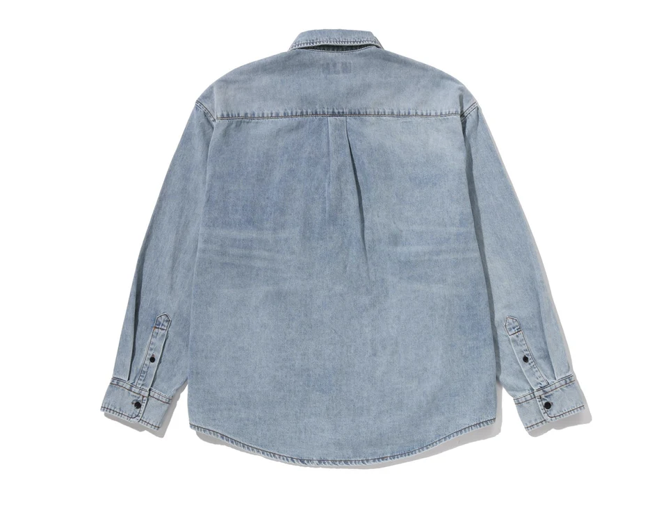 【BAPE男生】0103 發售 寬版 SHARK LIGHT DENIM LS SHIRT