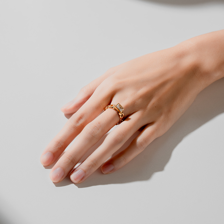 miramira微光｜金鍊方鑽戒指A1052-金25755