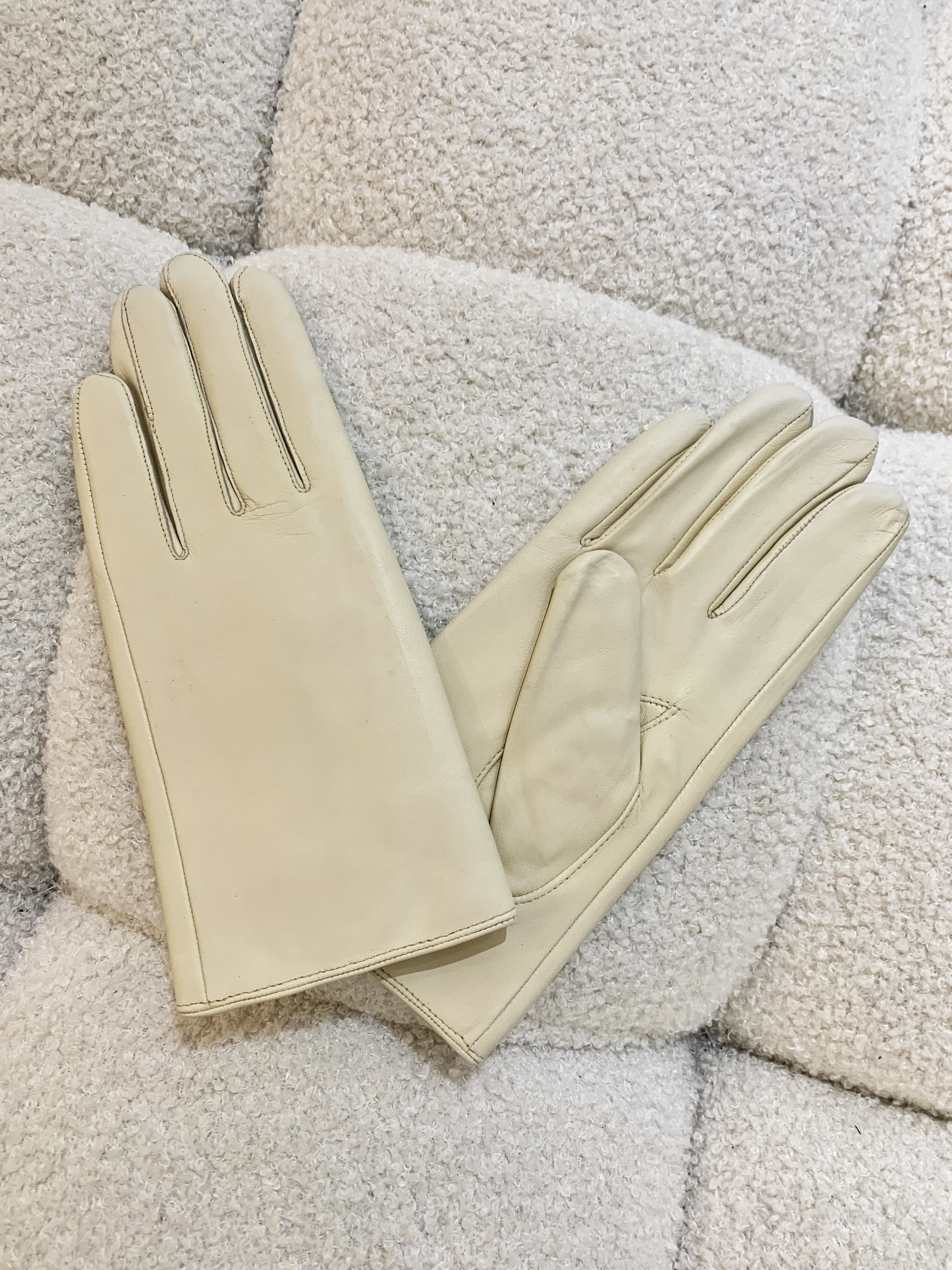 刷毛皮手套(米白)