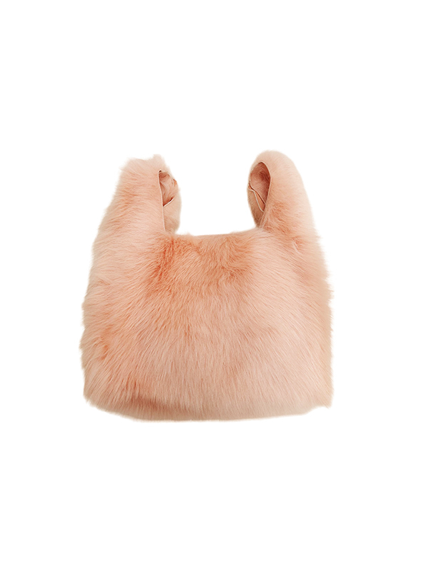 BLANCHA 皮草小方包(粉橘)