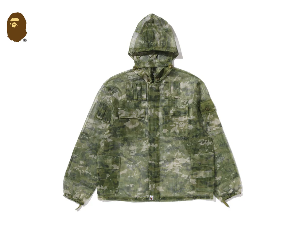【BAPE男生】0103 發售 寬版 MULTI PIXEL CAMO MASK HOODED SHIRT JACKET