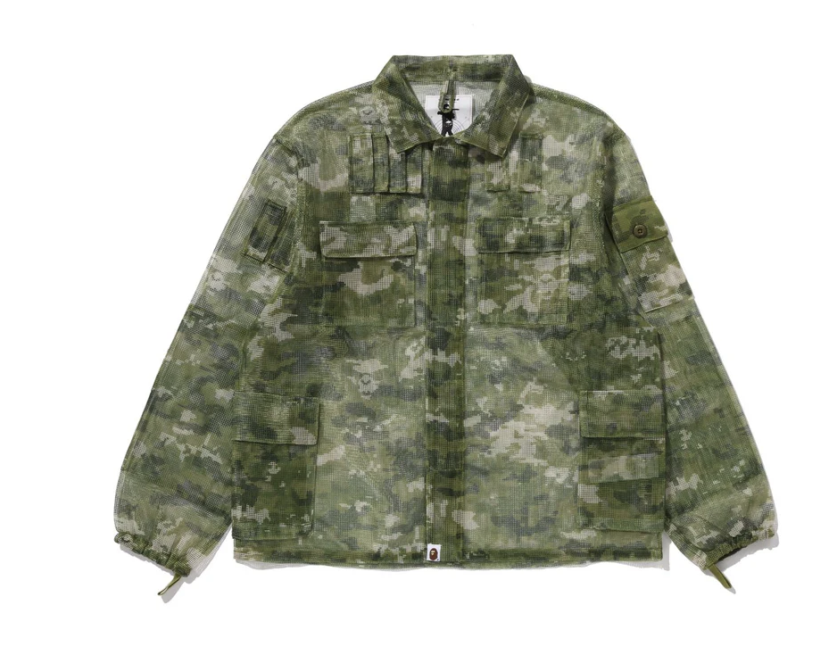 【BAPE男生】0103 發售 寬版 MULTI PIXEL CAMO MASK HOODED SHIRT JACKET