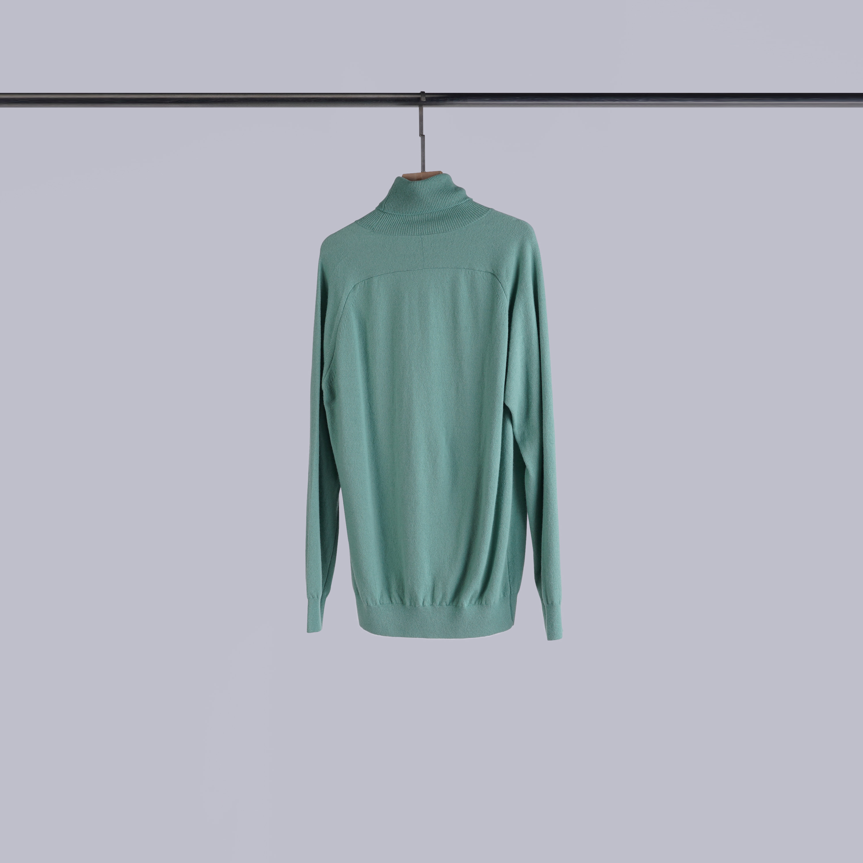 質感拼接高領上衣 | 酪梨綠