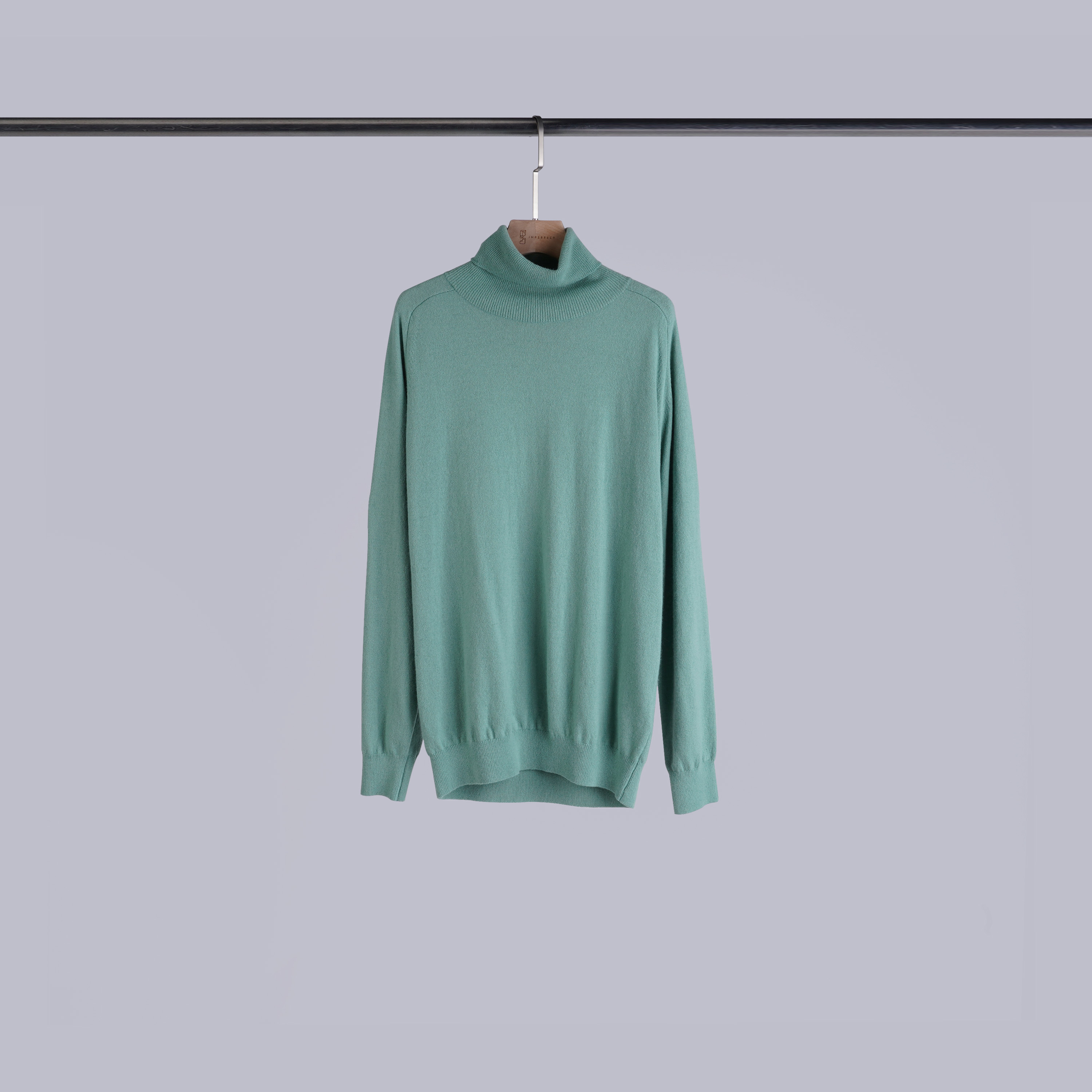 質感拼接高領上衣 | 酪梨綠