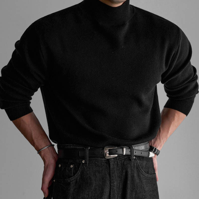 男人的黑絲, 約會必備高質感半高領緊身針織毛衣