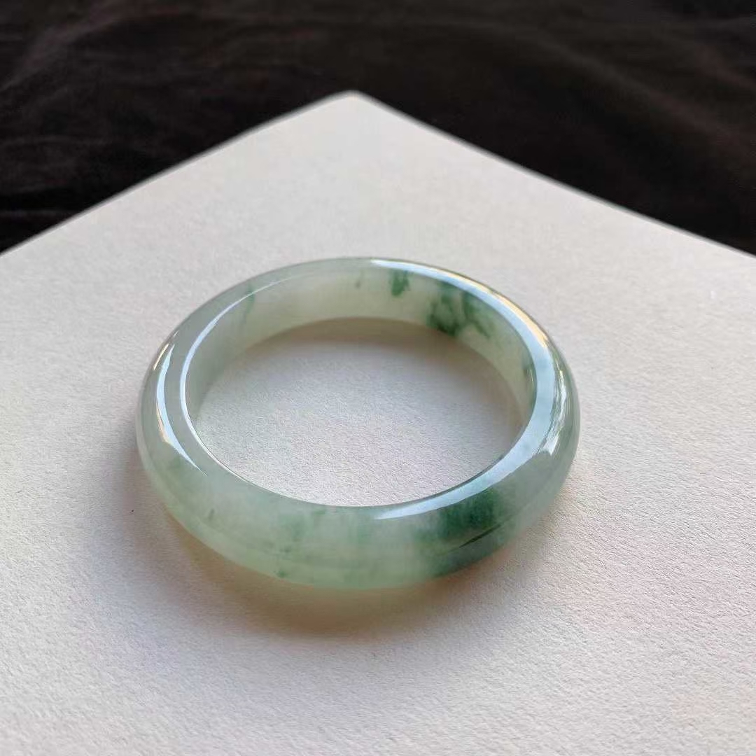 12252352 56.6mm翡翠冰飄花正圈手鐲 (56-58)