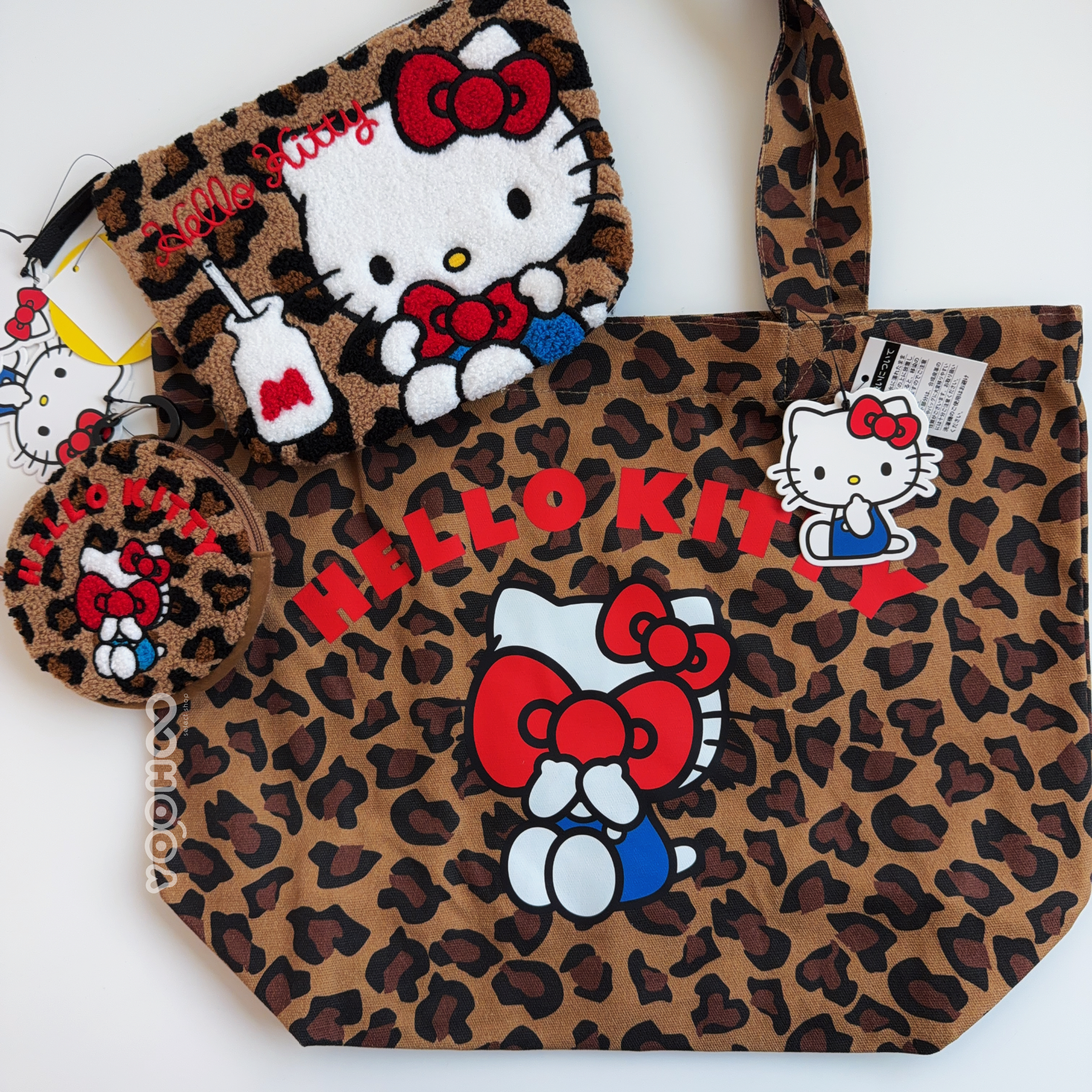 現貨+預購┃三麗鷗 HELLO KITTY 豹紋 托特包 帆布包 化妝包 收納袋 登山扣小圓包