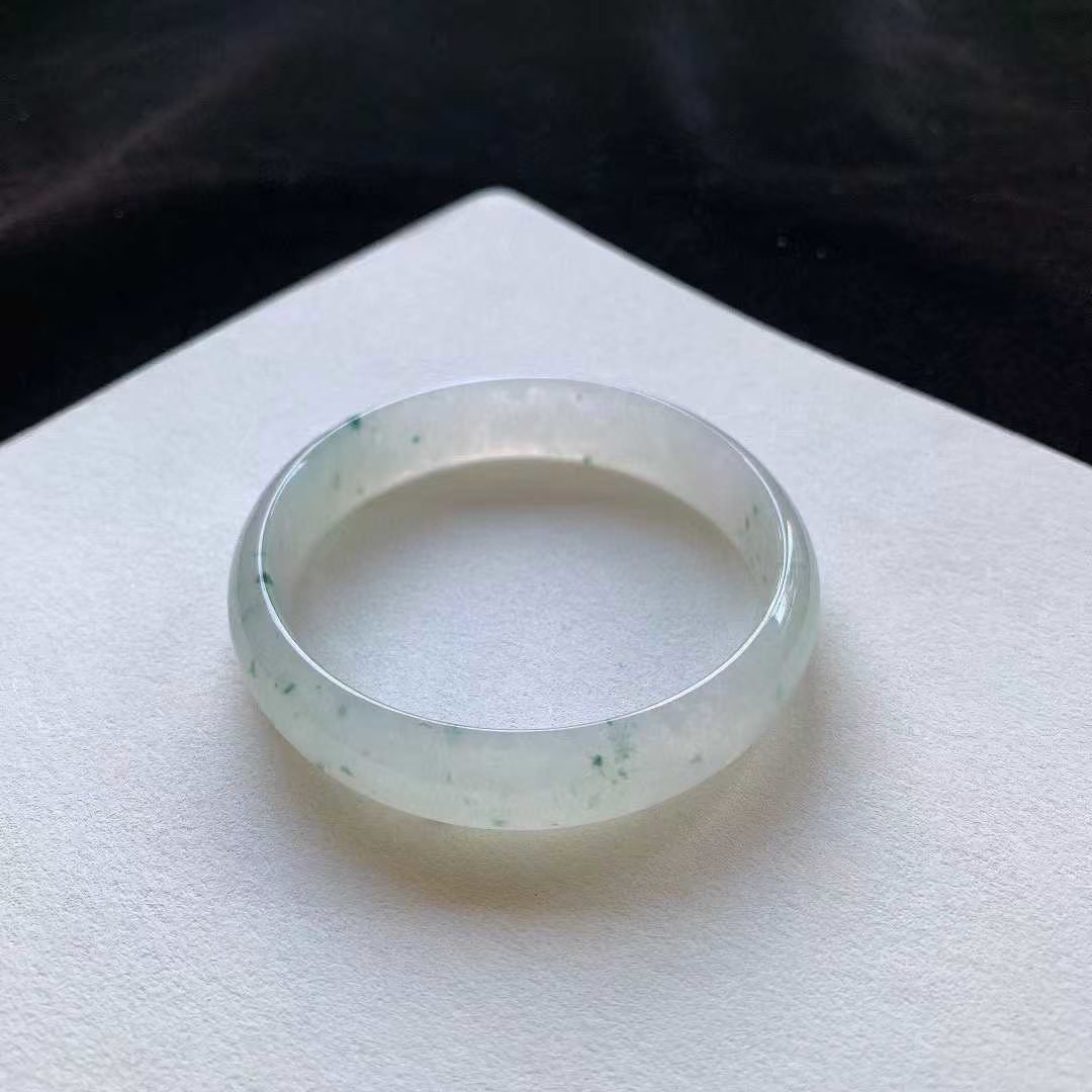 12252353 56mm翡翠冰飄花正圈手鐲 (54-56)