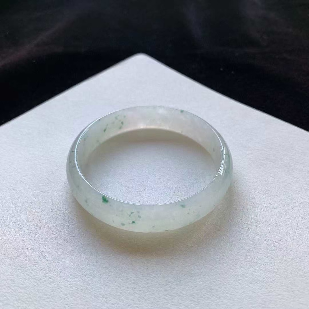 翡翠冰飄花正圈手鐲,天然翡翠A玉, 緬甸玉, Jade, Jadeite