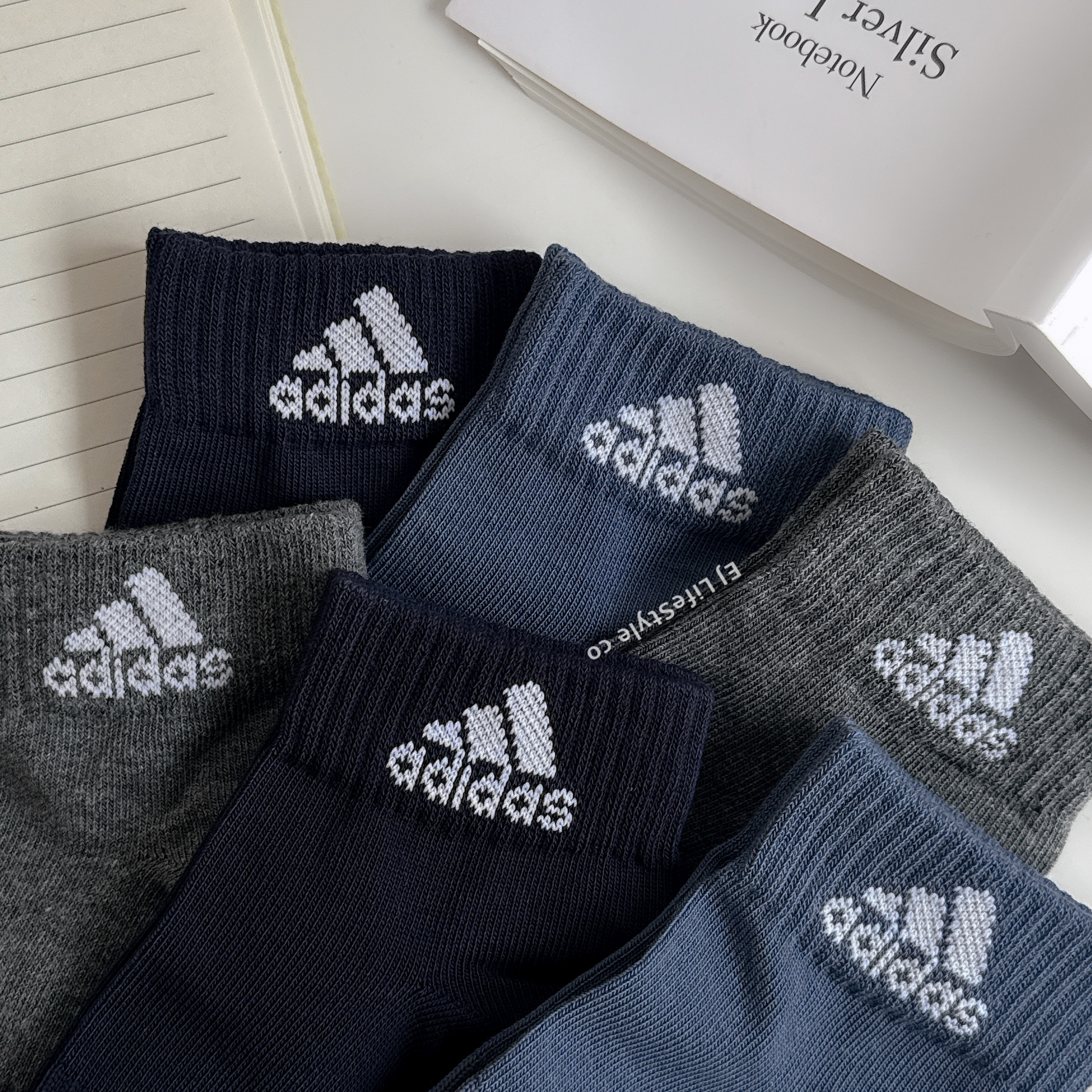 ADIDAS T SPW ANK 短襪 襪子 中筒襪 深藍 霧藍 雜灰 一組三入 IP0405 / 現貨