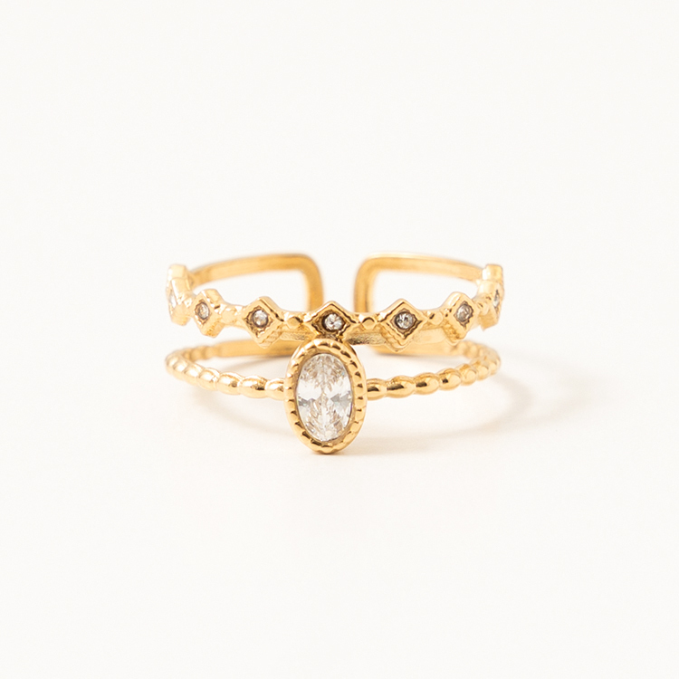 miramira微光｜雙層閃鑽戒指A2003-金44500