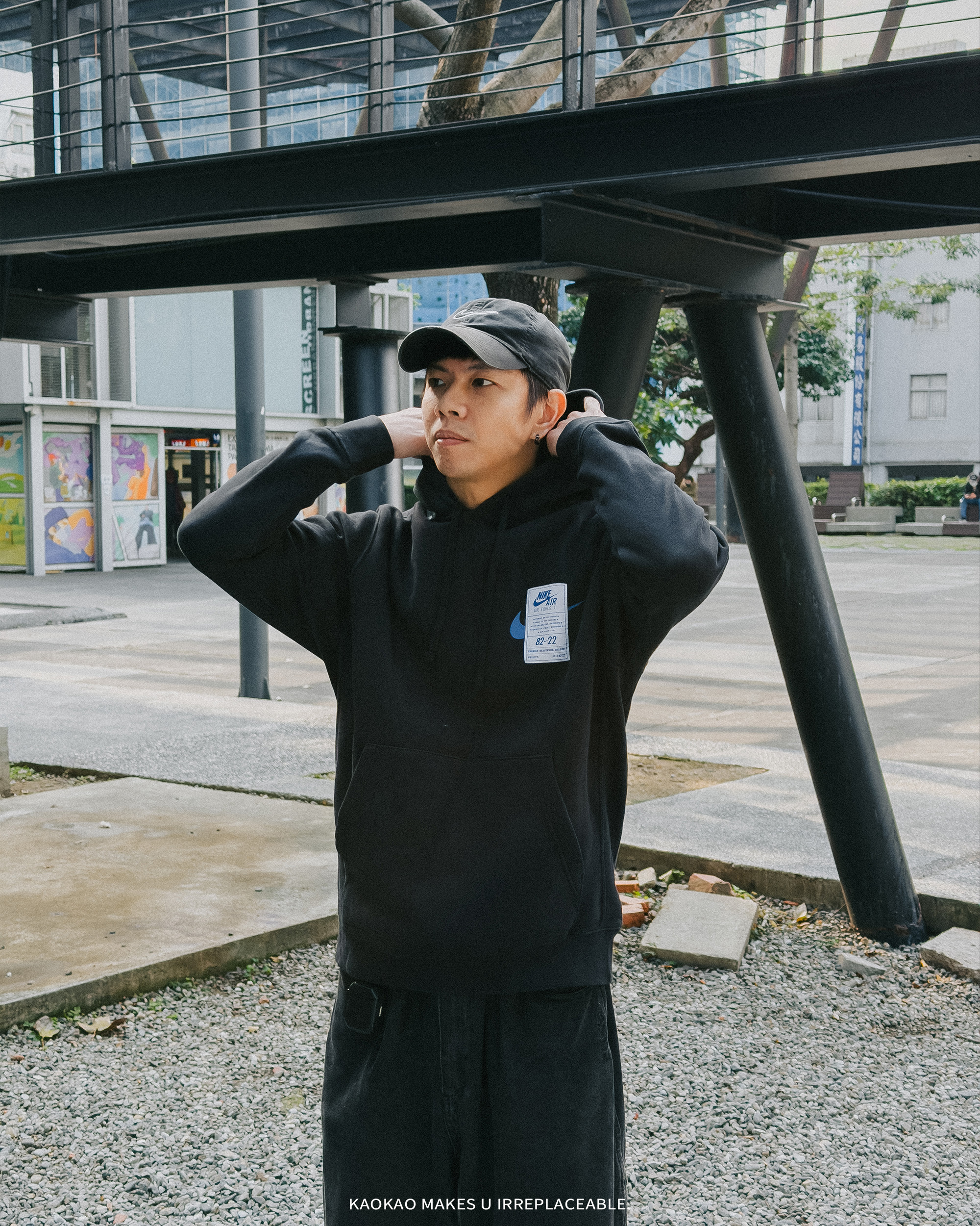 NIKE AF1 40周年 NSW HOODIE 藍標 刷毛 帽T 男女款【DX1084-010】