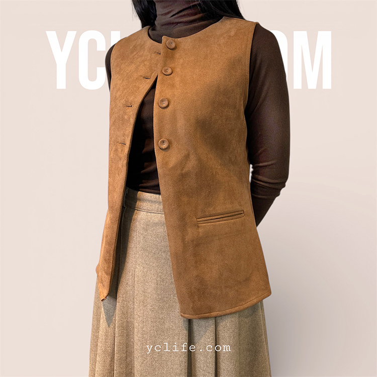 質感霧面麂皮背心