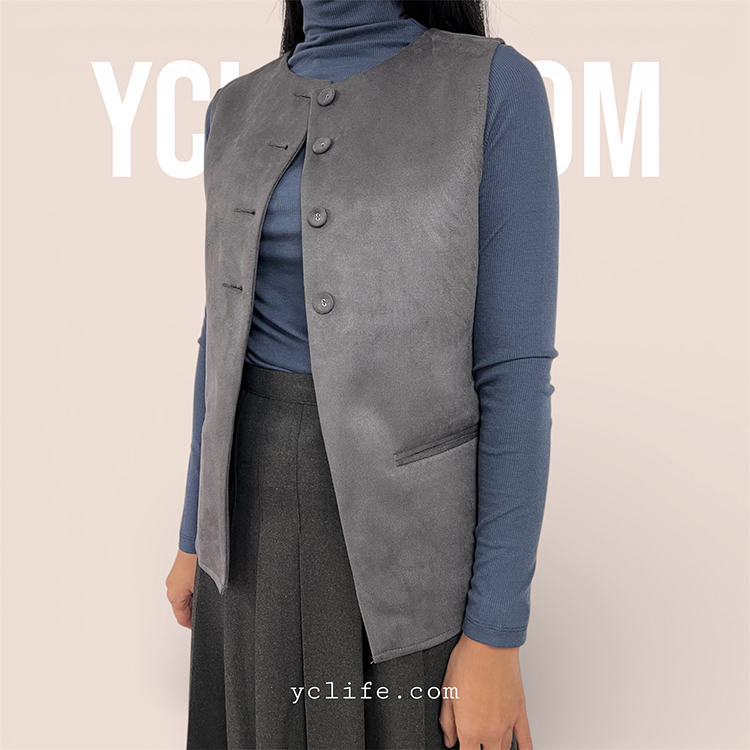 質感霧面麂皮背心