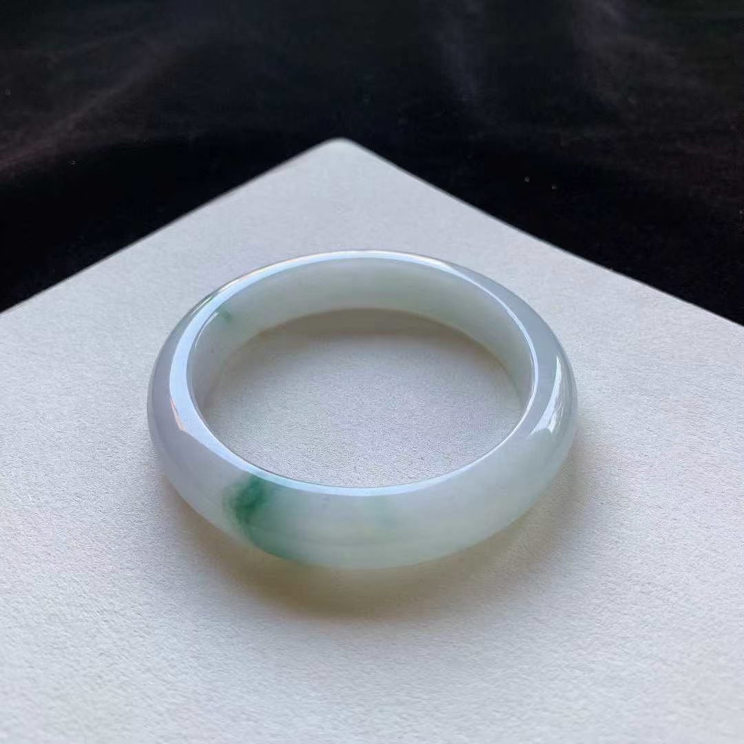 12252354 57.5mm翡翠冰飄花正圈手鐲 (56-58)