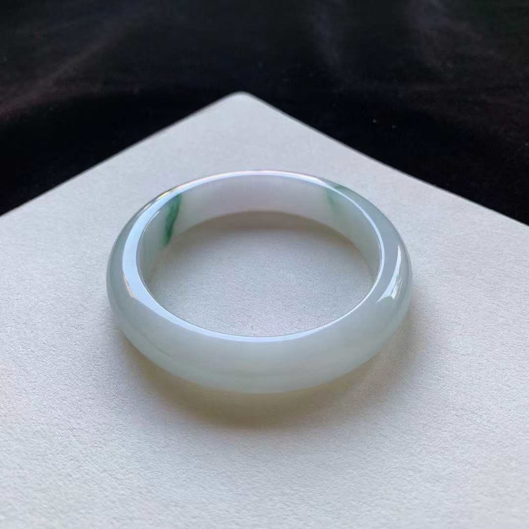 12252354 57.5mm翡翠冰飄花正圈手鐲 (56-58)