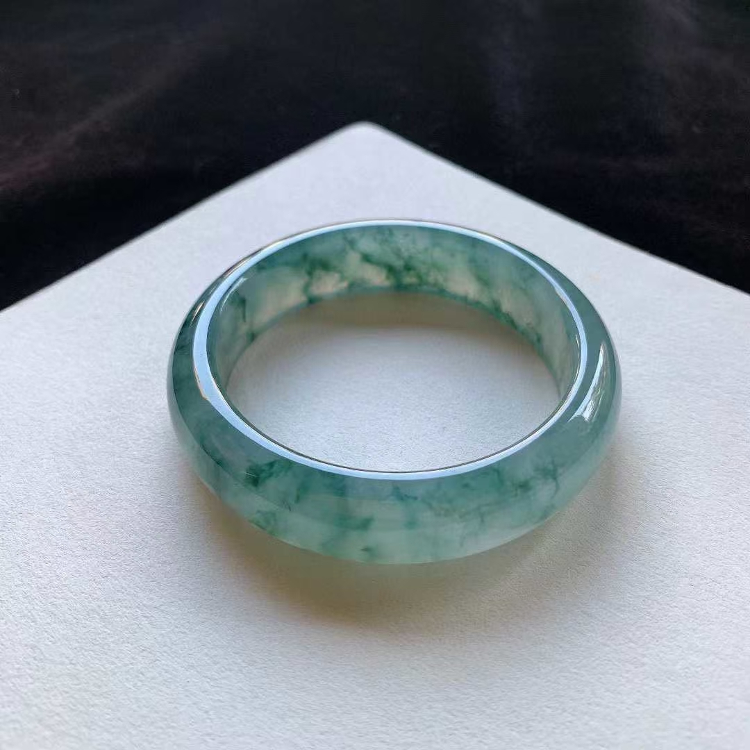 12252355 58.3mm翡翠冰種飄花正圈手鐲 (58-60)