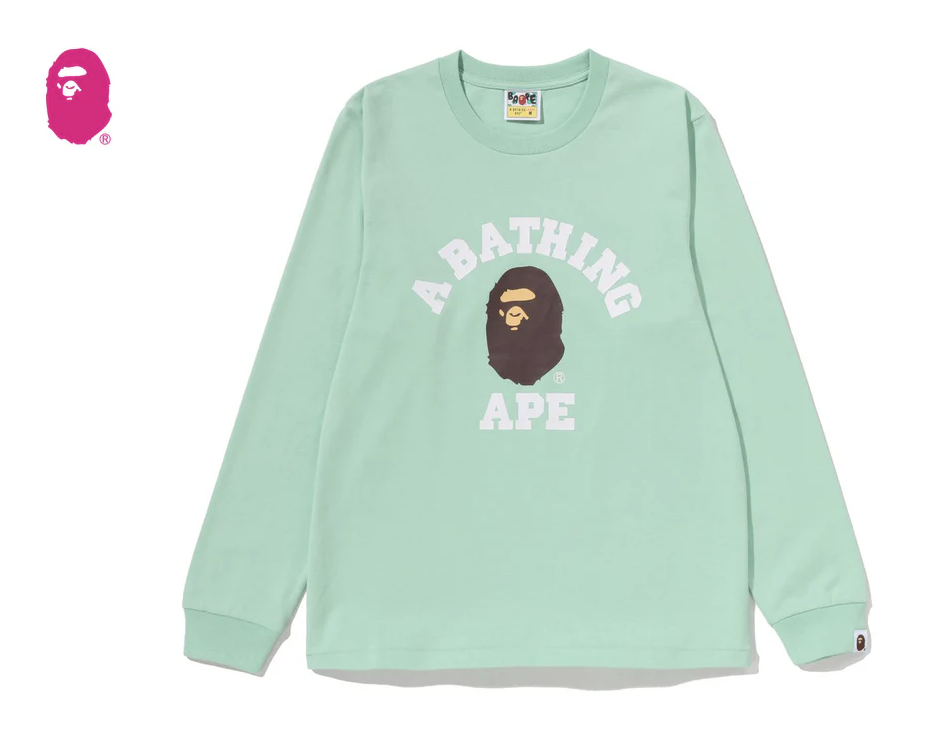【BAPE女生】0103 發售 長TEE COLLEGE LS TEE