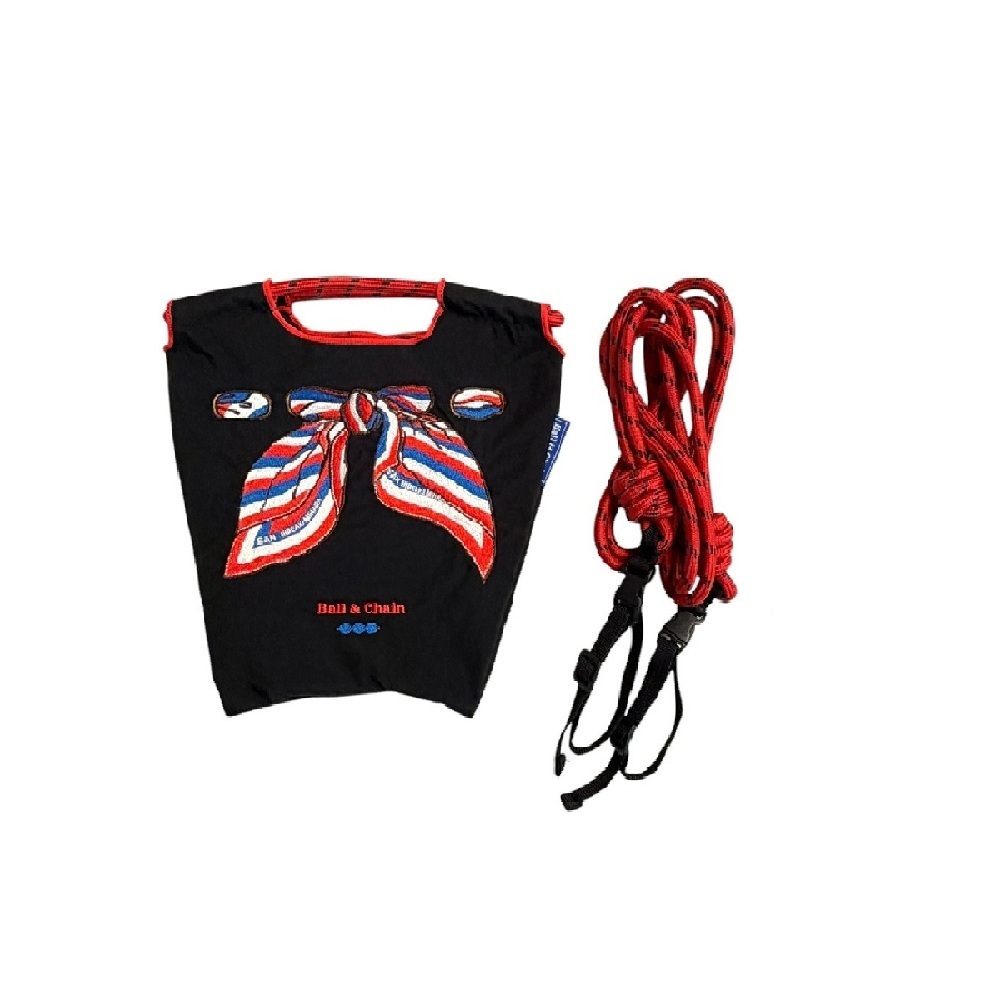 Ball＆Chain 刺繡環保購物袋 S號 - 黑 (33320201)