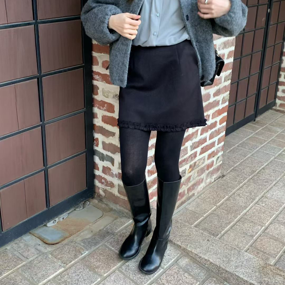 下擺小荷葉滾邊西裝A字短褲裙-S-Ｍ / 2色