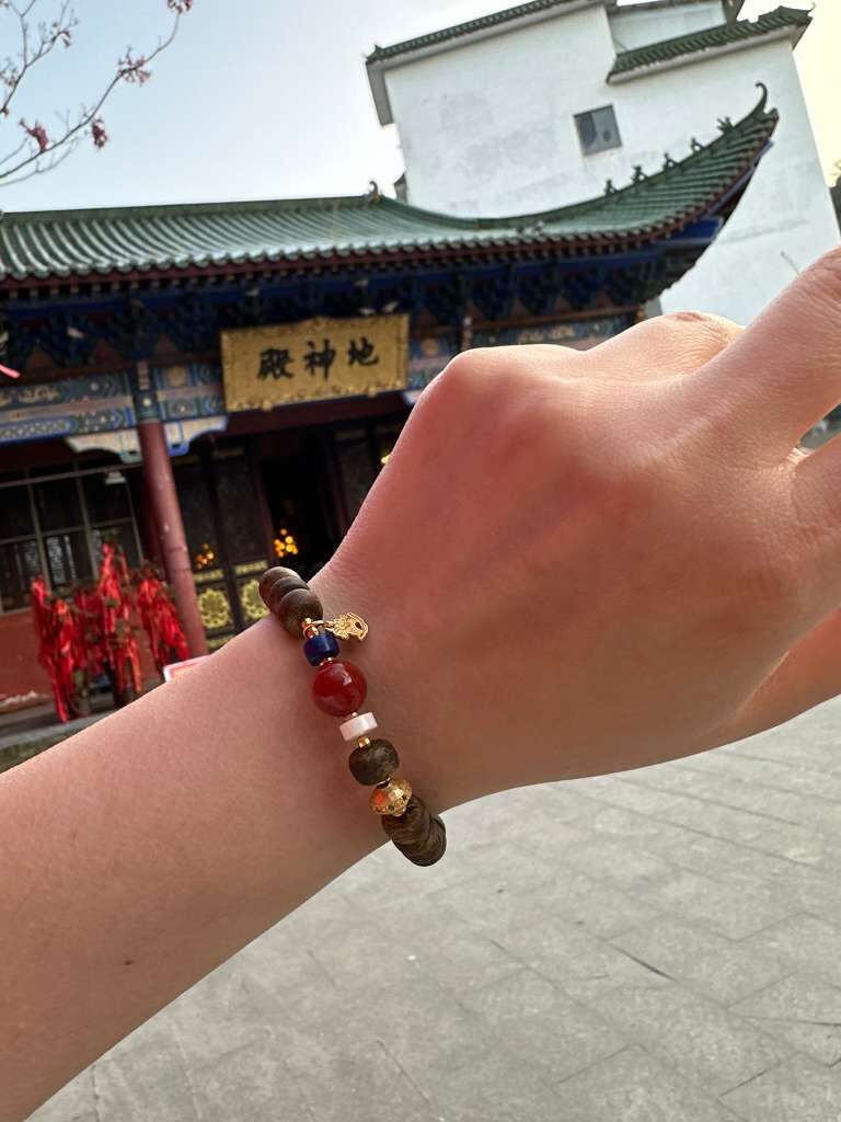 【直播】LL010332 沉香南紅青金猛獁麵包珠手串 8-9mm